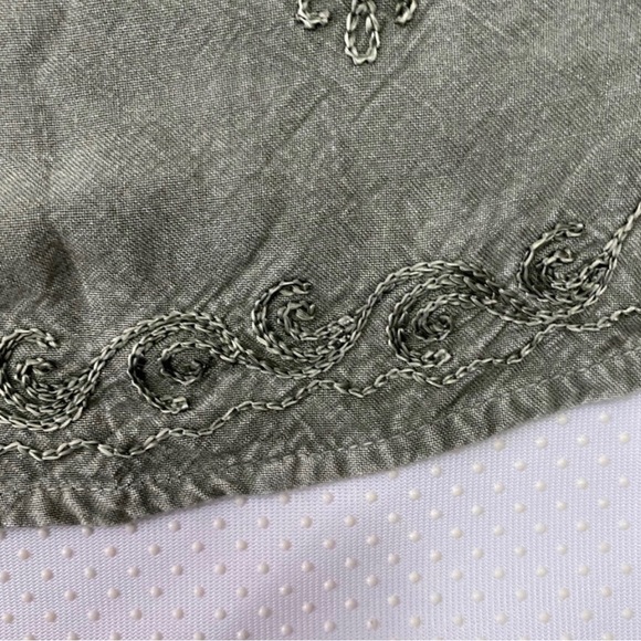 Fashion Fuse Spaghetti Strap Embroidered Cami Sz Medium Stone Wash Olive green - Picture 8 of 8